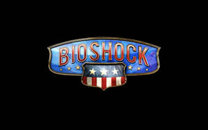 黑色背景上帶有星條旗圖案的Bioshock標誌 — 生化奇兵 壁紙
