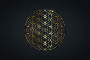 深色背景上的金色生命之花符號，帶有發光的星星