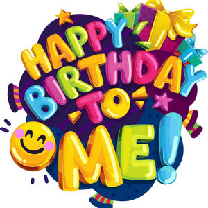 Happy Birthday to Me! 帶有禮物和微笑表情符號的彩色文字