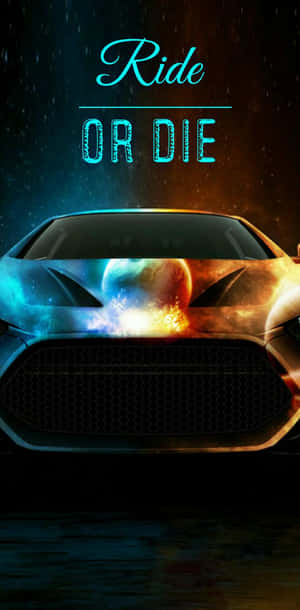 未來汽車在太空中帶有宇宙火焰，下方有「Ride or Die」文字。
