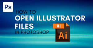 Adobe Photoshop 和 Illustrator 標誌，帶有教學文字，背景為藍色漸變。