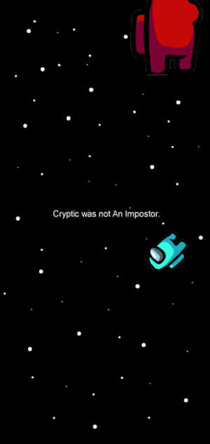 兩個 Among Us 角色在太空，文字說 Cryptic 不是 Impostor