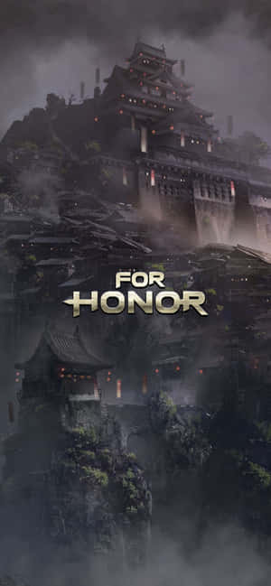 黑暗的山中堡壘，閃爍的燈籠和 For Honor 遊戲標題。