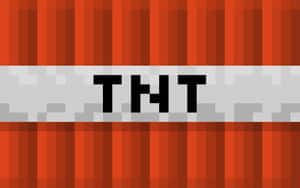 像素化Minecraft TNT方塊，白色條紋上有粗體黑色字母。