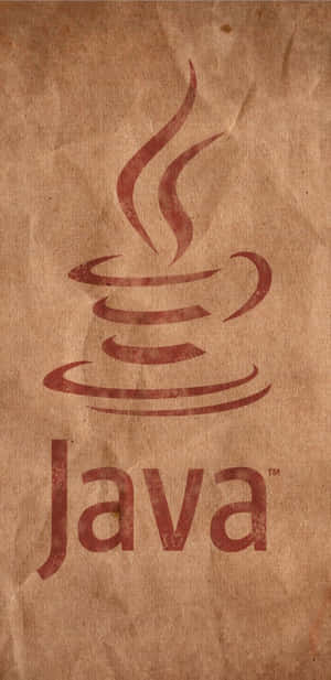 Java咖啡標誌印在帶有紋理的棕色紙袋上。 — 主畫面 壁紙
