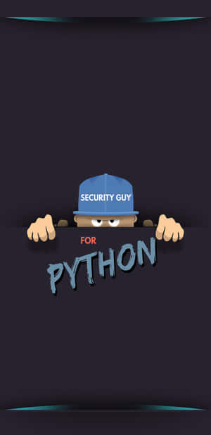 卡通保安人員窺視一個Python標誌。 — Galaxy S10 壁紙