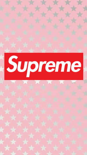灰色星星和紅色Supreme標誌的粉紅色背景。