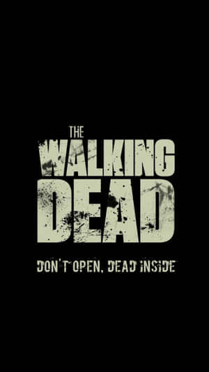 黑色背景上附有標語don't open dead inside的The Walking Dead標誌。