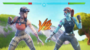 兩個Fortnite角色以戰鬥姿勢面對面，帶有VS圖案。