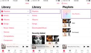 iPhone 音樂應用程式，顯示播放清單和最近新增的歌曲。