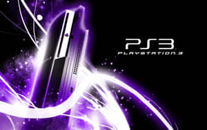 PlayStation 3 主機被發光的紫色和白色能量軌跡包圍。