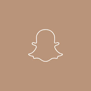 Snapchat鬼魂標誌白色輪廓在棕色背景上