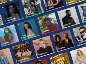 顯示藝人和年代的Spotify音樂混音縮圖。