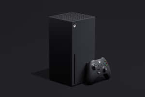 黑色 Xbox Series X 主機和控制器在深色背景上