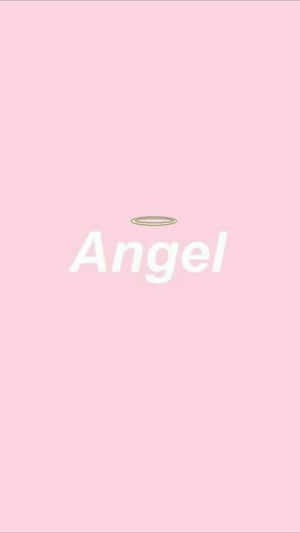 粉紅色背景，上面有Angel字樣和一個小小的金色光環。