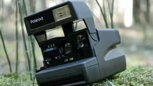 森林苔蘚地上的復古Polaroid 636相機
