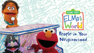 Elmo 和芝麻街公仔在社區遊戲場景中。