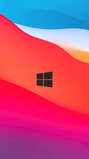 中央帶有Windows標誌的抽象彩色漸變背景。