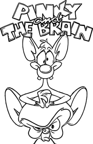 Pinky and the Brain 卡通角色的黑白線條藝術，附有標題文字。 — Honor MagicPad4 壁紙