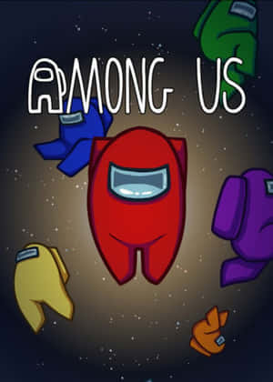 Among Us 遊戲角色在太空中漂浮，伴有星星和標題文字。
