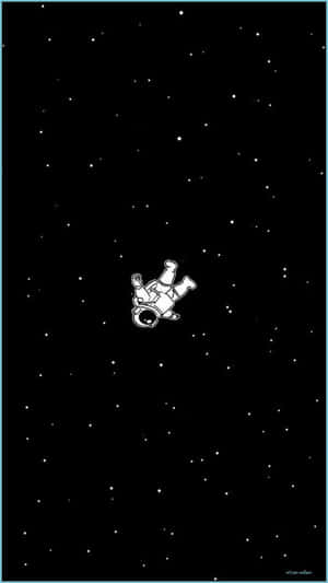 一位孤獨的太空人在星光閃爍的黑色天空中漂流。