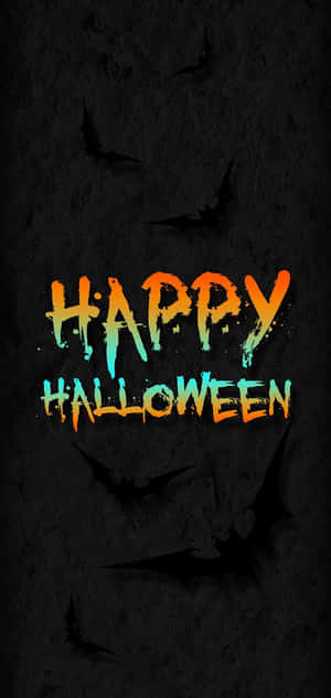 深色紋理背景上帶有蝙蝠的Happy Halloween文字