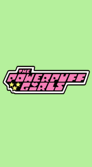 飛天小女警標誌，粉紅色文字和黃色星星在綠色背景上。
