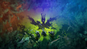 三位身穿盔甲的冒險者在夜晚發光的森林中面對一個陰影人物。