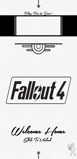 Fallout 4遊戲鎖定畫面，帶有Vault Boy和歡迎訊息。 — Galaxy S10 壁紙