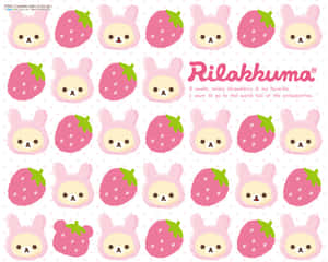 Rilakkuma角色打扮成草莓的重複圖案。