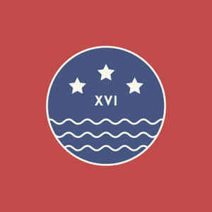 帶有星星和波浪以及羅馬數字XVI的圓形標誌。