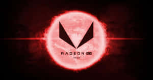 Radeon RX Vega 標誌在深色背景上發出紅光，帶有模糊的臉孔。