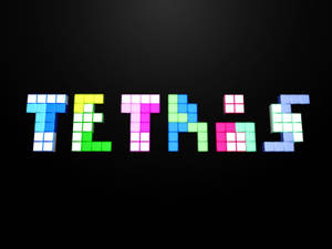 在黑色背景上由發光方塊組成的彩色像素 Tetris 標誌
