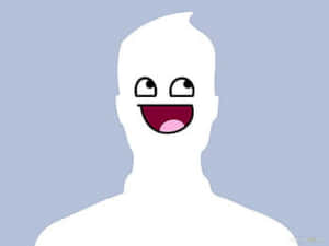 一個白色的卡通鬼魂，在藍色背景上露出大大的笑容並眨眼。