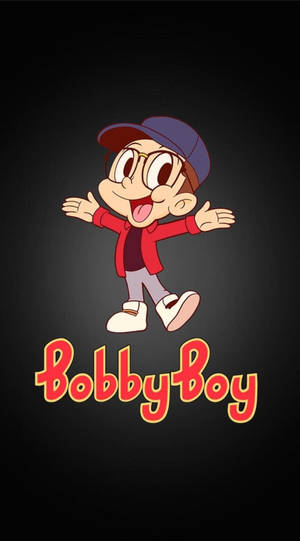 卡通角色 Bobby Boy 在深色背景上微笑並張開雙臂。