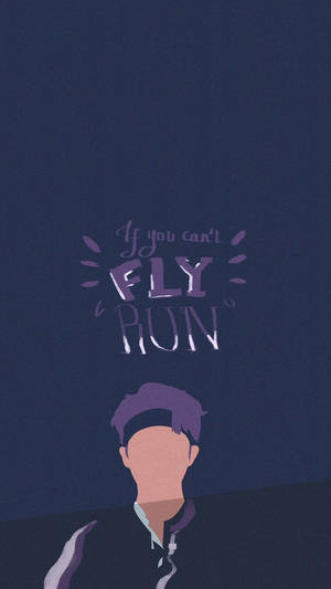 激勵語句「If you can't fly run」喺紫色頭髮剪影上面。 — 鎖屏 壁紙