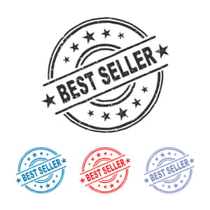 三個帶有星星圖案的彩色「Best Seller」印章。 — iPad 第10代 壁紙