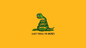 卡通蛇，黃色背景上寫有 don't tread on memes 文字