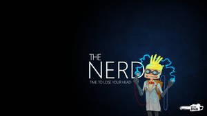帶有電火花的卡通書呆子和文字 'The Nerd Time to Lose Your Head'。