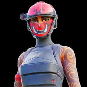 Fortnite角色，戴著紅色頭盔和灰色盔甲，帶有部落紋身。 — 手機 壁紙