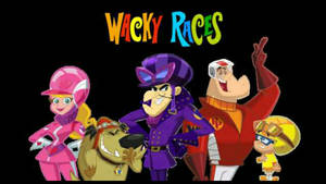 Wacky Races 卡通角色着住賽車裝備為相機擺甫士。