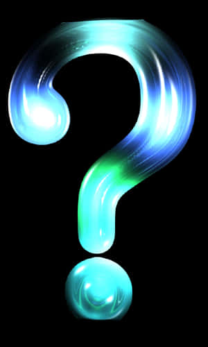 一個喺黑色背景上發光嘅藍色同綠色問號。 — Galaxy Tab A11 壁紙