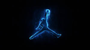 發光藍色籃球運動員剪影在黑色背景上入樽。 — Air Jordan GIF 壁紙