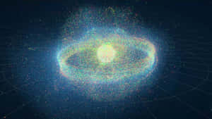 色彩繽紛的宇宙星雲，在深空中帶有發光粒子和網格線。 — 外太空 壁紙