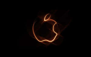 發光的橙色Apple標誌輪廓在黑色背景上帶有動態模糊。 — Awesome GIF 壁紙
