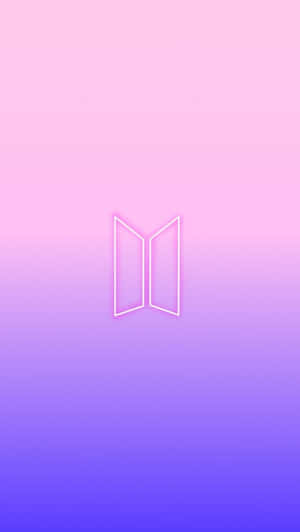 白色霓虹BTS標誌在粉紅到紫色漸變背景上 — BTS標誌 壁紙