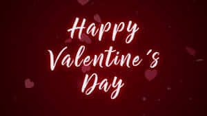 Happy Valentine's Day 文字與漂浮的心形在紅色背景上 — 螢幕保護 壁紙