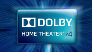 帶有耀眼藍色光線的Dolby Home Theater v4標誌。 — 5120x2880 壁紙