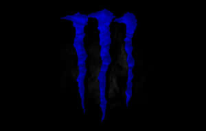 發光藍色Monster Energy標誌在黑色紋理背景上 — 怪獸動圖 壁紙