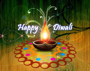 Happy Diwali 祝福，包含點燃的迪亞蠟燭和節日裝飾。 — 5:4 壁紙
